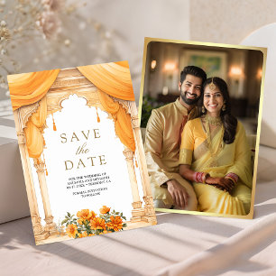 Marigold Floral South Indian Mandap Hindu Wedding Save The Date