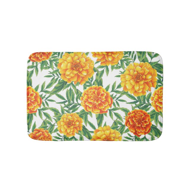 Marigold Flower Pattern Bath Mat (Front)