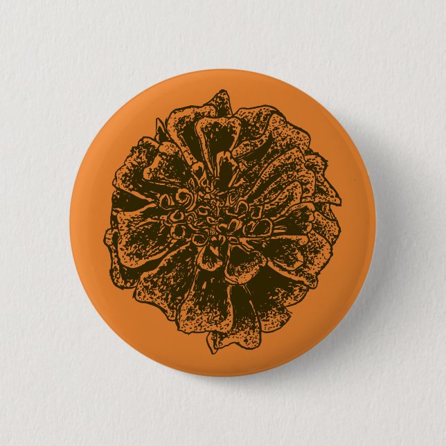 Marigold Flower Power 6 Cm Round Badge (Front)