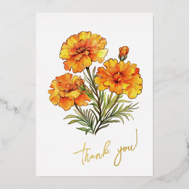 Marigold Flower "Thank you!" Editable (Front)