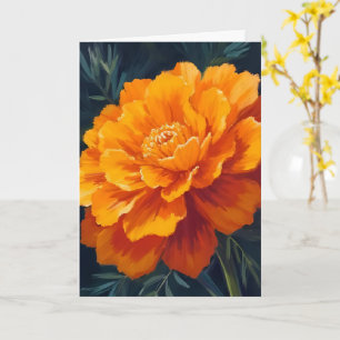 Marigold Flower Watercolor Floral Painted Card