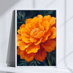 Marigold Flower   Watercolor Floral Painted Poster