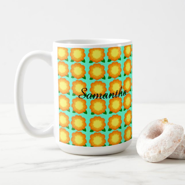 Marigold Flowers Coffee Mug (With Donut)