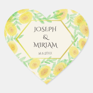 Marigold Flowers Frame Autumn Wedding Sticker