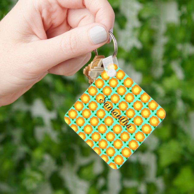Marigold Flowers Key Ring (Hand)