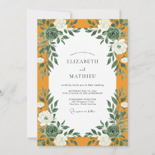 Marigold Foliage Eucalyptus Wedding Invitation