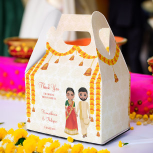 Marigold garlands bells with Tamil Telugu wedding  Favour Box