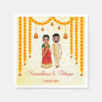 Marigold garlands bells with Tamil Telugu wedding