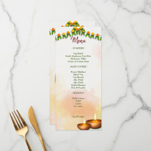 Marigold garlands with Hindu couple Tamil wedding Menu