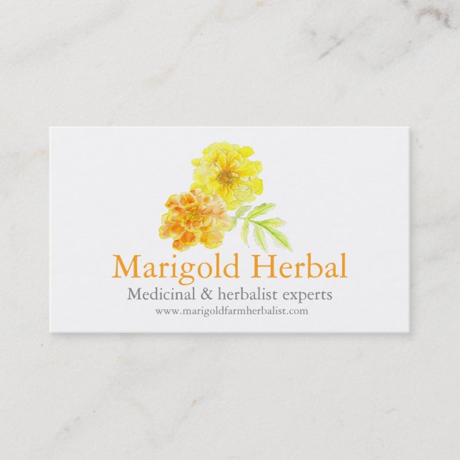 Marigold herbalists medicinal business card (Front)