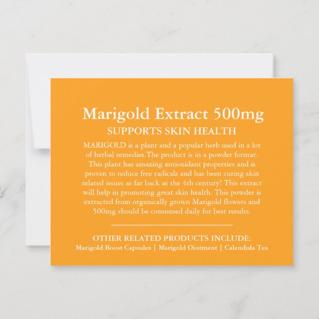 Marigold herbalists medicinal product plus promo (Back)