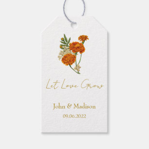Marigold Let love grow wedding seed Gift Tags