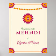 Marigold Mehndi Welcome Sign Desi Wedding Henna