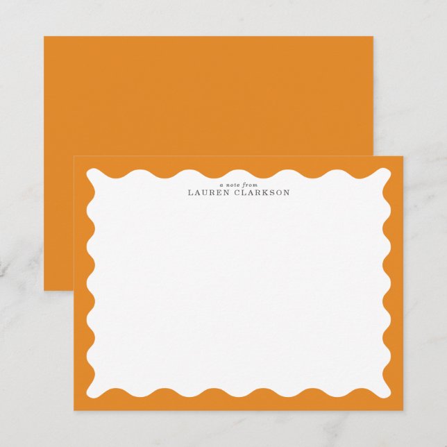 Marigold Orange Wavy Frame Note Card (Front/Back)