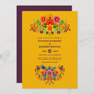 Marigold & Plum Mexican Folk Art Fiesta Wedding Invitation