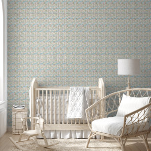 Marigold preppy grandmillennial floral wavy stripe wallpaper