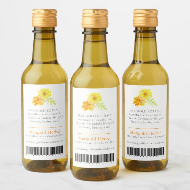 Marigold product ingredients and barcode label (Bottles)