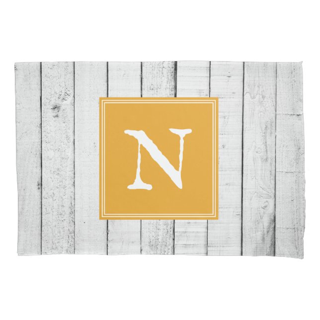 Marigold Rustic Monogram Pillowcase (Front)