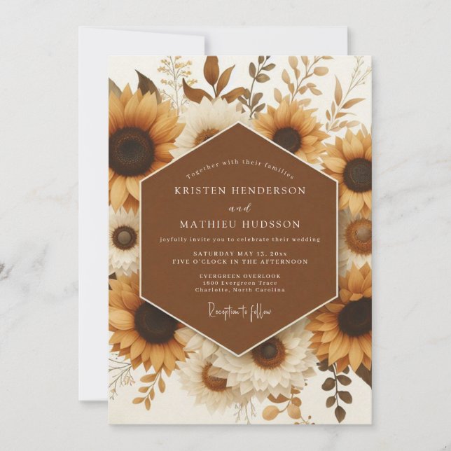 Marigold Rustic Sunflower Wedding Invitation (Front)