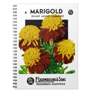Marigold Seed Packet Label Spiral Notebook