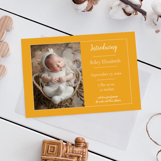 Marigold Simple Photo Birth Announcement (Marigold Simple Photo Birth Announcement)