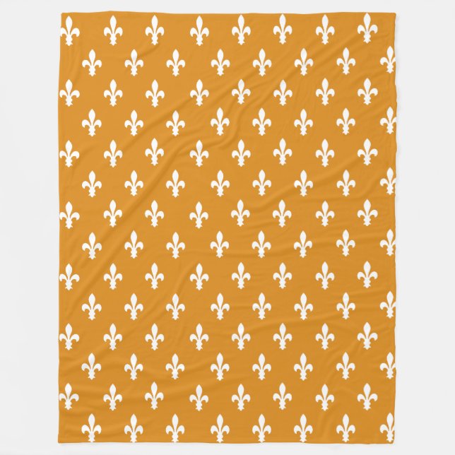 Marigold Victorian Fleur de Lys Fleece Blanket (Front)