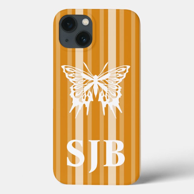 Marigold Victorian Stripe with Butterfly Case-Mate iPhone Case (Back)