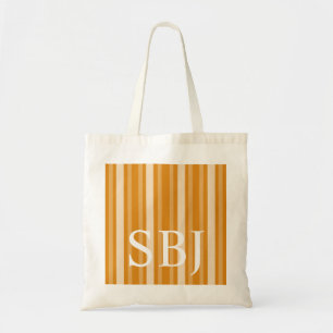 Marigold Victorian Stripe with Monogram Tote Bag
