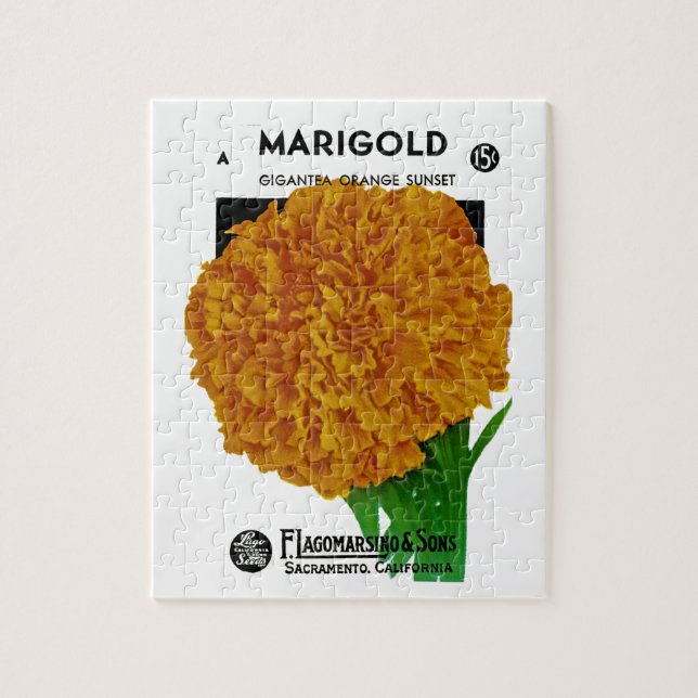 Marigold Vintage Seed Packet Jigsaw Puzzle (Vertical)