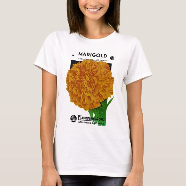 Marigold Vintage Seed Packet T-Shirt (Front)