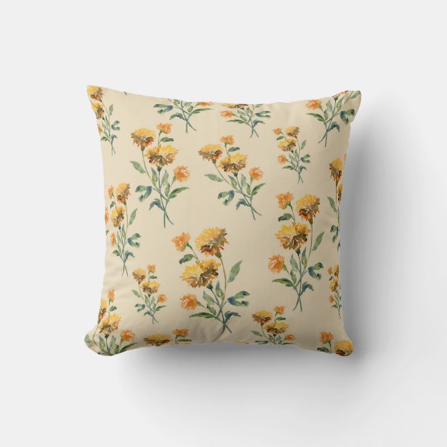 Marigold Watercolor Throw Pillow (Front)