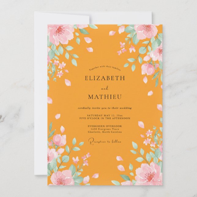 Marigold Watercolor Wedding Invitation (Front)