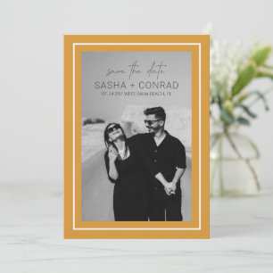 Marigold Yellow Bold Border Photo Modern Wedding Save The Date