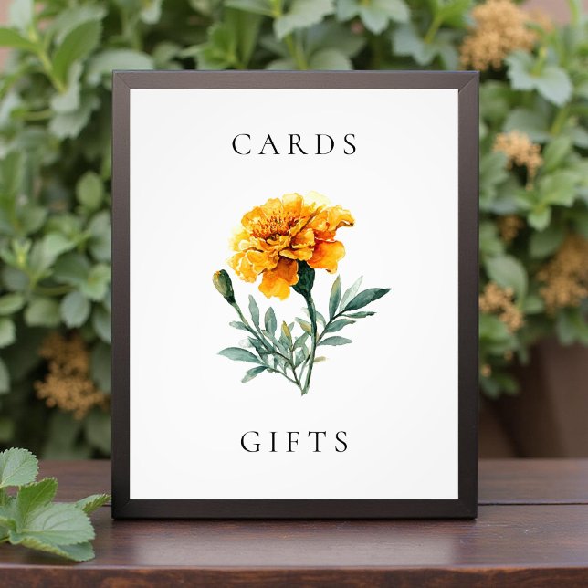 Marigold Yellow Floral Wedding Cards & Gifts Sign (Creator Uploaded)