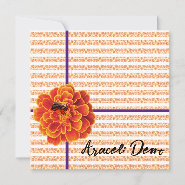 Marigolds and Bee Greeting Card (Front)