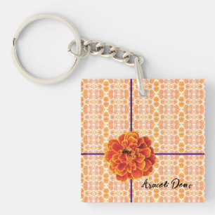 Marigolds and Bee Key Ring