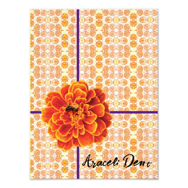 Marigolds and Bee Photo Print (Front)