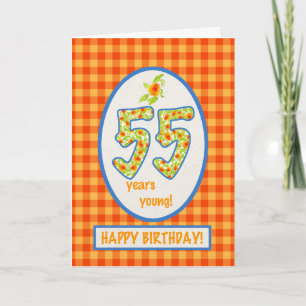 Marigolds and Check Gingham: 55th Birthday Card