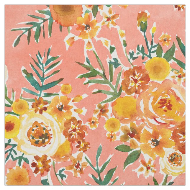 MARIGOLDS GARDEN Happy Floral Fabric (Swatch)