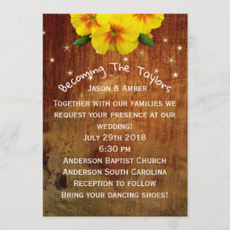 Marigolds on wood invitation