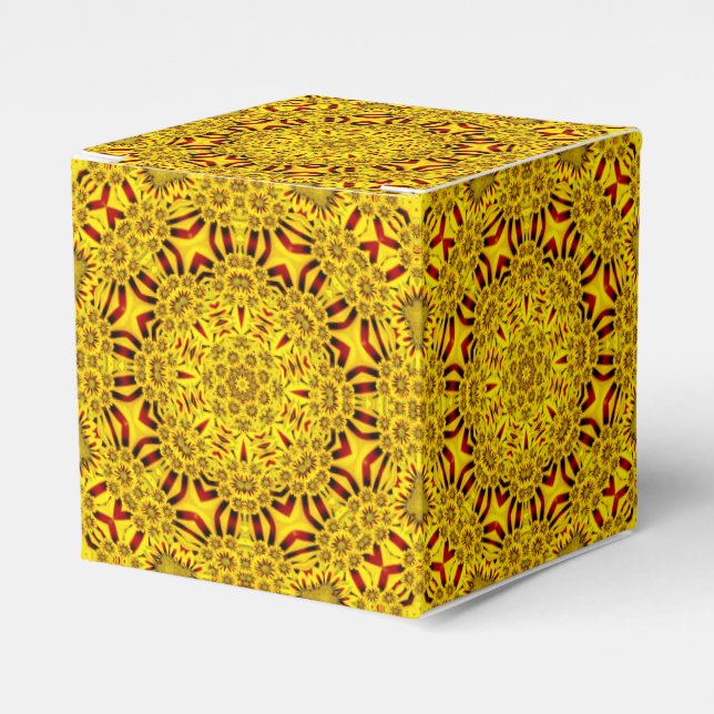 Marigolds Yellow & Red Vintage Kaleidoscope Favour Box (Front Side)