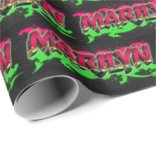 Marilyn First Name Name Graffiti red green Wrapping Paper