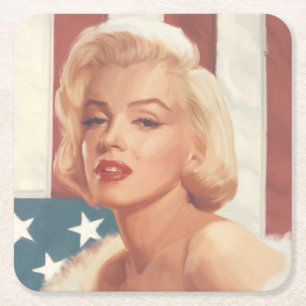 Marilyn Flag Square Paper Coaster