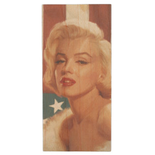 Marilyn Flag Wood USB Flash Drive