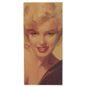 Marilyn in Black Wood USB Flash Drive