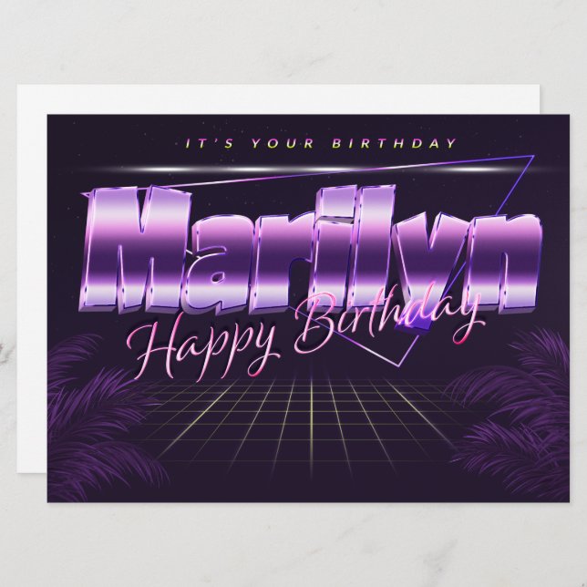 Marilyn Name First name pura retro card Birthday (Front/Back)