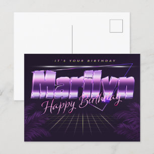 Marilyn Name Vorname lila Postkarte Geburtstag Postcard