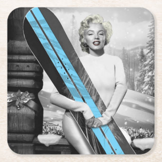 Marilyn's Snowboard Square Paper Coaster