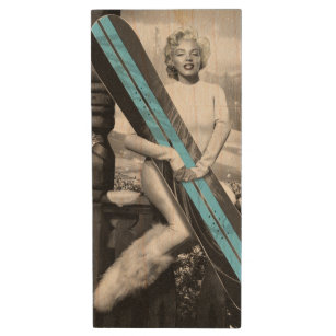 Marilyn's Snowboard Wood USB Flash Drive