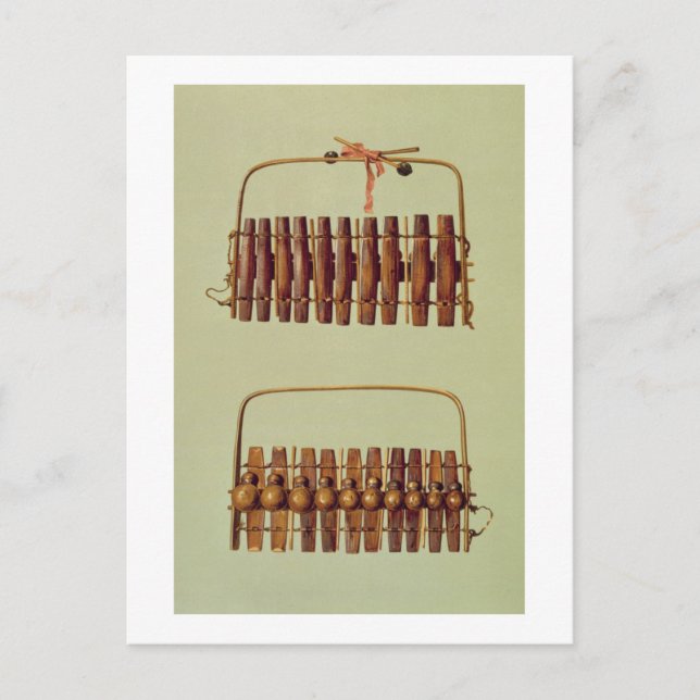 Marimba, front and back views, South African, from Postcard (Front)